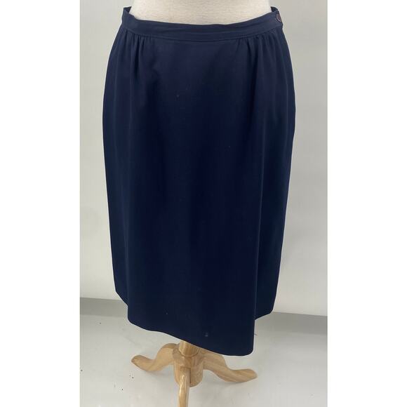 Vintage 80s Pendleton Wool  Skirt Suit Set Over the Knee Pencil Navy Blue 10 - Picture 7 of 11